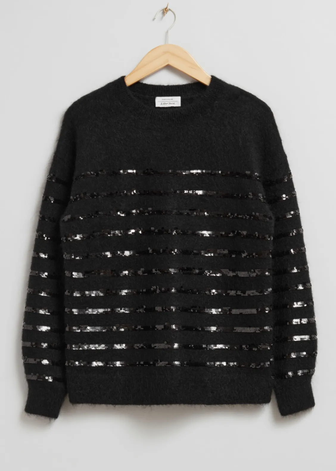 & Other Stories Sweaters & Knits | Sequin-Stripe Knit Sweater Black