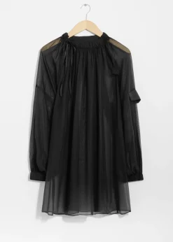 & Other Stories Dresses | Sheer Mini Dress Black