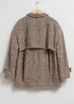 & Other Stories Outerwear | Short Oversized Peacoat Beige Tweed