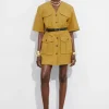 & Other Stories Dresses | Short-Sleeve Utility Mini Dress Mustard