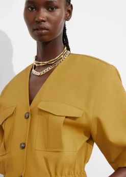 & Other Stories Dresses | Short-Sleeve Utility Mini Dress Mustard