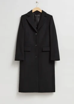 & Other Stories Outerwear | Single-Breasted Wool Coat Black