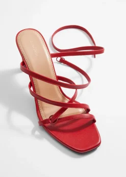 & Other Stories Heels | Sandals | Sleek Leather Sandals Ruby Red