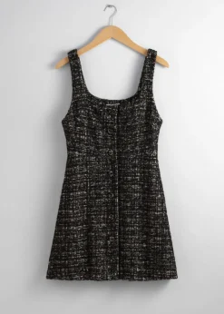 & Other Stories Dresses | Sleeveless Tweed Mini Dress Black Tweed