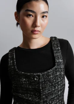 & Other Stories Dresses | Sleeveless Tweed Mini Dress Black Tweed