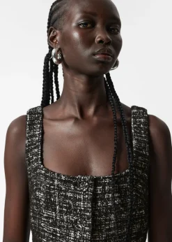 & Other Stories Dresses | Sleeveless Tweed Mini Dress Black Tweed