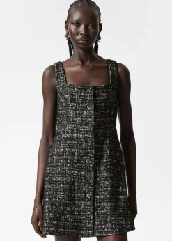& Other Stories Dresses | Sleeveless Tweed Mini Dress Black Tweed