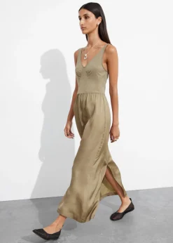 & Other Stories Dresses | Sleeveless Two-Tone Midi Dress Mole