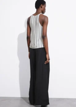 & Other Stories Tops | Slim-Fit Cowl Neck Top White/Black Striped