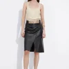 & Other Stories Skirts | Slit-Detailed Leather Mini Skirt Black