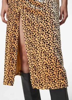 & Other Stories Dresses | Slit-Detailed Velvet Midi Dress Animal Print