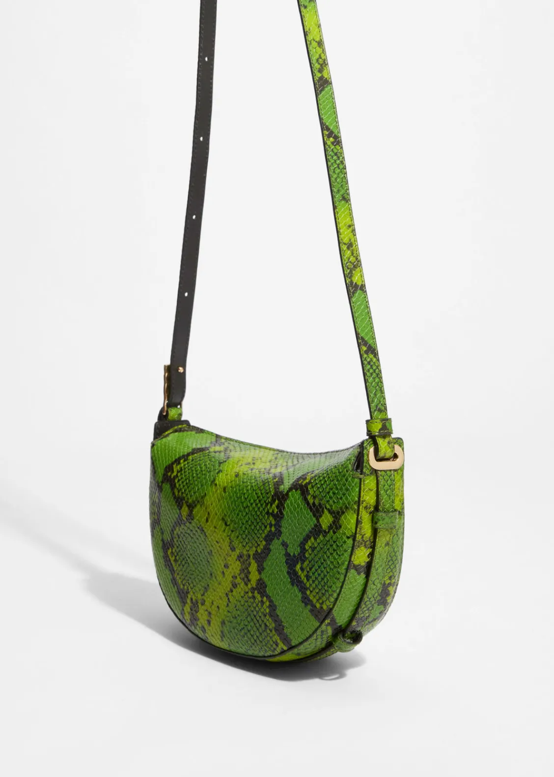 & Other Stories Shoulder Bags | Snake-Embossed Leather Shoulder Bag Green