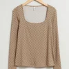 & Other Stories Tops | Square-Neck Top Beige Print