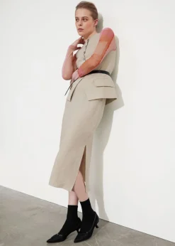 & Other Stories Skirts | Strap Detail Linen Midi Skirt Light Beige