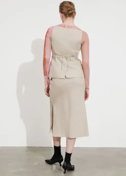 & Other Stories Skirts | Strap Detail Linen Midi Skirt Light Beige