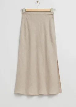 & Other Stories Skirts | Strap Detail Linen Midi Skirt Light Beige