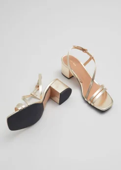 & Other Stories Heels | Sandals | Strappy Block Heel Leather Sandals Gold