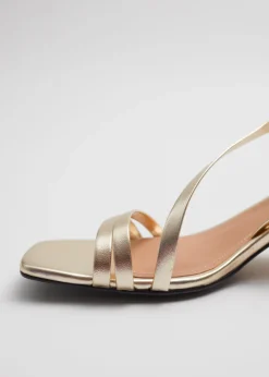 & Other Stories Heels | Sandals | Strappy Block Heel Leather Sandals Gold