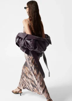 & Other Stories Dresses | Strappy Cowl-Neck Midi Dress White/Black/Orange