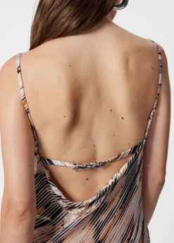 & Other Stories Dresses | Strappy Cowl-Neck Midi Dress White/Black/Orange