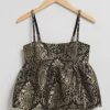 & Other Stories Tops | Strappy Jacquard Top Gold Florals