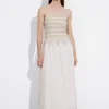& Other Stories Dresses | Strappy Smocked Midi Dress White/Beige