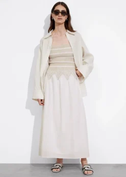 & Other Stories Dresses | Strappy Smocked Midi Dress White/Beige