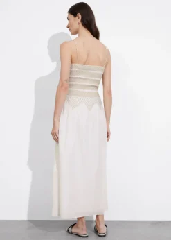 & Other Stories Dresses | Strappy Smocked Midi Dress White/Beige