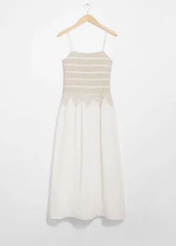 & Other Stories Dresses | Strappy Smocked Midi Dress White/Beige