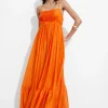 & Other Stories Dresses | Strappy Tiered Midi Dress Orange