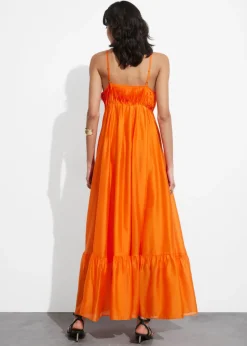 & Other Stories Dresses | Strappy Tiered Midi Dress Orange