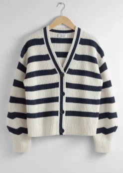 & Other Stories Sweaters & Knits | Striped Knit Cardigan Navy/White