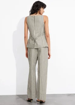 & Other Stories Sets & Suits | Pants | Striped Tailored Trousers Beige/Black Stripes