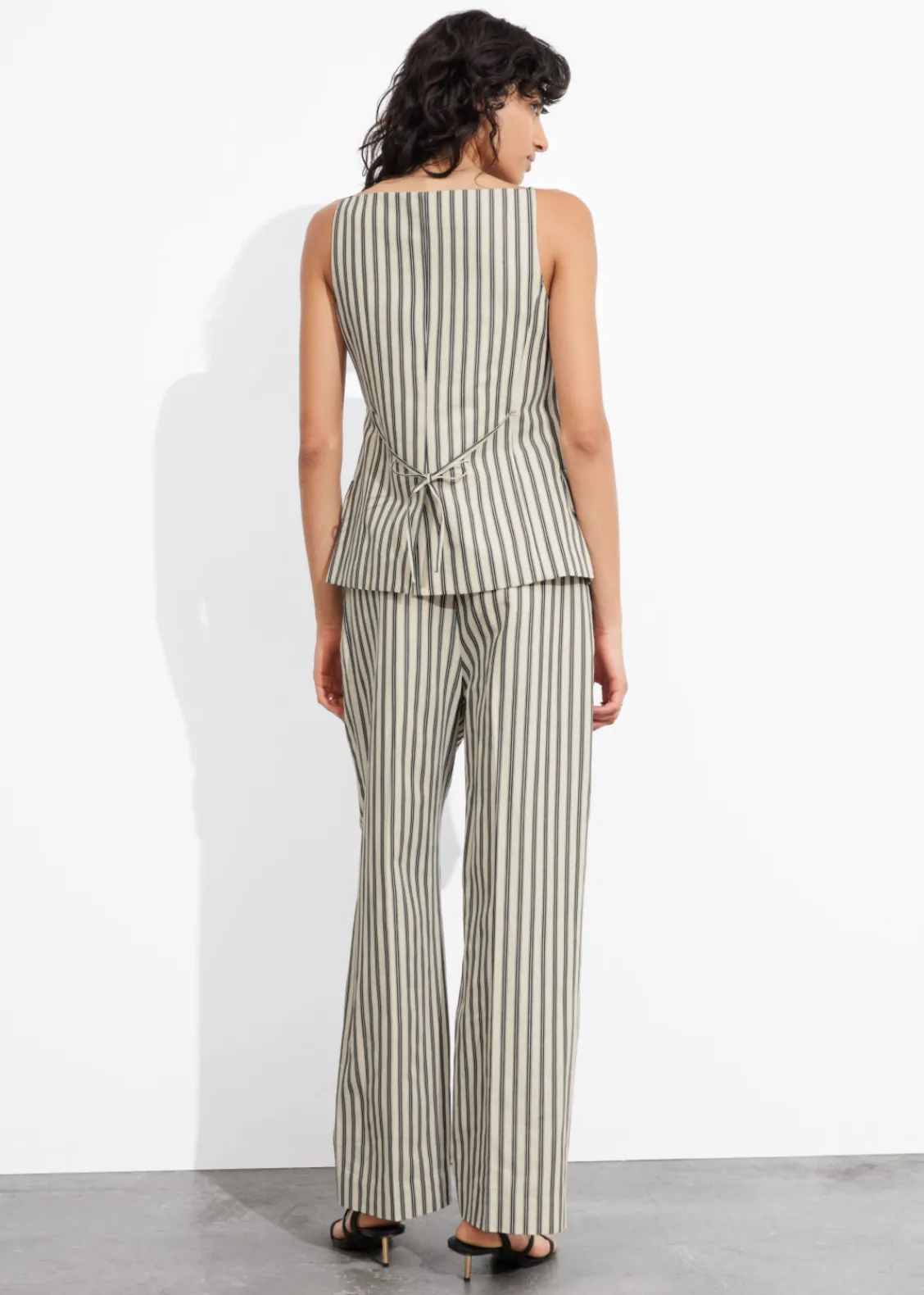 & Other Stories Sets & Suits | Pants | Striped Tailored Trousers Beige/Black Stripes