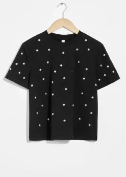 & Other Stories Tops | Studded T-Shirt Black