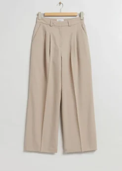 & Other Stories Pants | Tailored High-Waist Trousers Beige