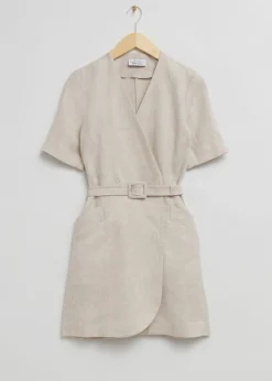 & Other Stories Dresses | Tailored Linen Belted Mini Dress