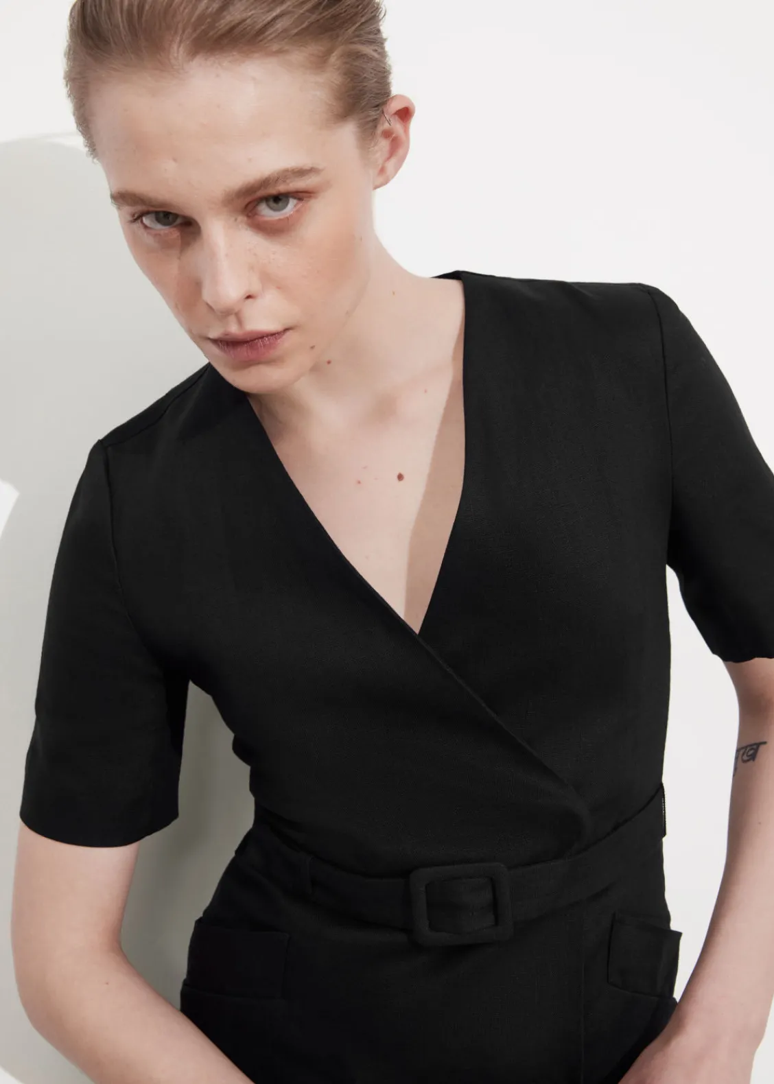 & Other Stories Dresses | Tailored Linen Belted Mini Dress