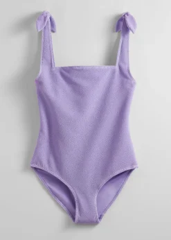 & Other Stories Swimwear | Textured Bow Tie Swimsuit
