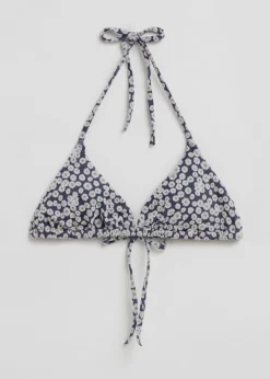 & Other Stories Swimwear | Textured Triangle Bikini Top Navy