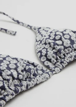 & Other Stories Swimwear | Textured Triangle Bikini Top Navy