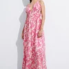 & Other Stories Dresses | Tie-Detailed V-Cut Dress Pink/White Patterned
