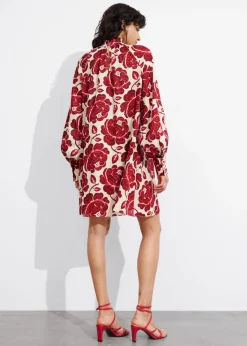 & Other Stories Dresses | Tie-Neck Mini Dress Red Florals
