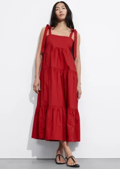 & Other Stories Dresses | Tiered Tie-Strap Midi Dress