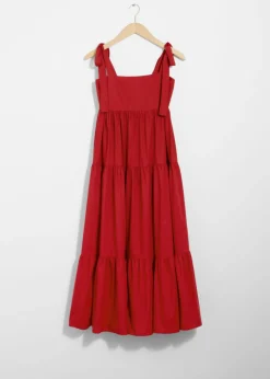 & Other Stories Dresses | Tiered Tie-Strap Midi Dress
