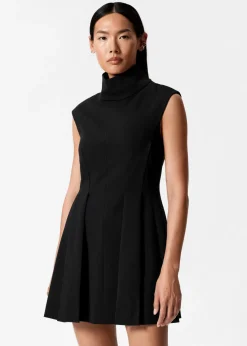 & Other Stories Dresses | Turtleneck Pleated Mini Dress Black