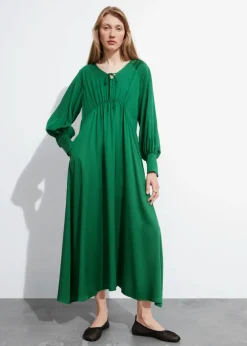 & Other Stories Dresses | V-Cut Satin Midi Dress