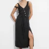& Other Stories Dresses | V-Neck Cupro Midi Dress Black