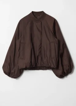 & Other Stories Outerwear | Voluminous-Sleeve Bomber Jacket Dark Brown