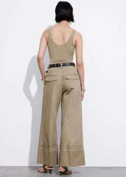 & Other Stories Pants | Wide Fold-Up Cuff Trousers Mole